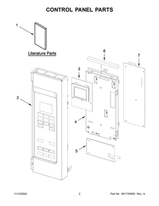 02 - Control Panel Parts Diagram and Parts List for KMMS130RPS00  Whirlpool Microwave