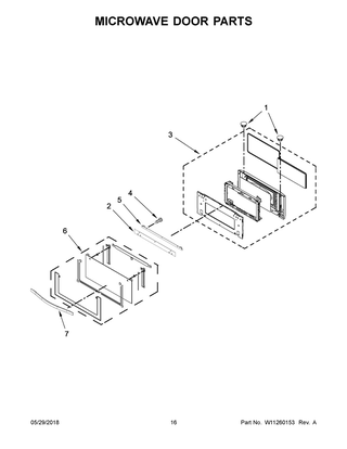 Microwave Door Parts Diagram and Parts List for WOC54EC0AB05  Whirlpool Microwave Oven Combo