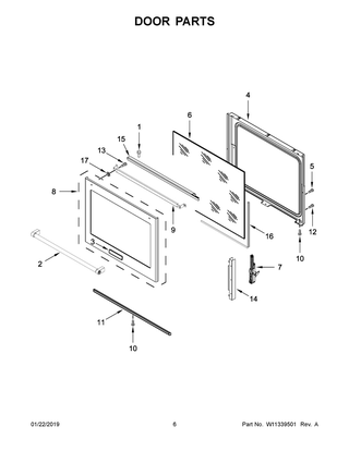 Door Parts Diagram and Parts List for YKSEB900EWH3  Whirlpool Range