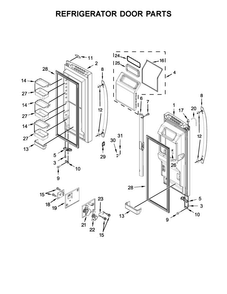 Refrigerator Door Parts Diagram and Parts List for KFIV29PCMS02  KitchenAid Refrigerator