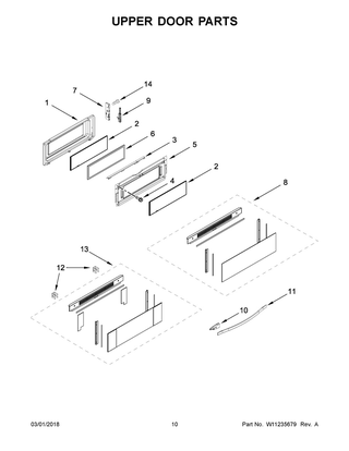 Upper Door Parts Diagram and Parts List for WGE745C0FS01  Whirlpool Range