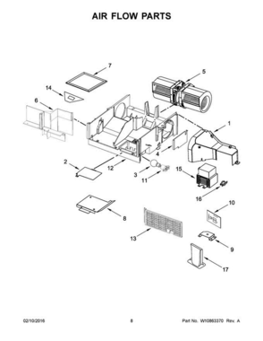 05 - Air Flow Parts Diagram and Parts List for YWMH31017AS3  Whirlpool Microwave