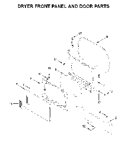 Dryer front panel and door parts Diagram and Parts List for YWET4027HW1  Whirlpool Washer Dryer Combo