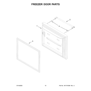 Freezer Door Parts Diagram and Parts List for KRBL109ESS06  KitchenAid Refrigerator