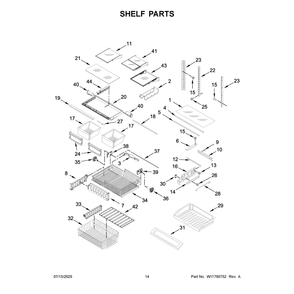 Shelf Parts Diagram and Parts List for KRFF305ESS10  KitchenAid Refrigerator