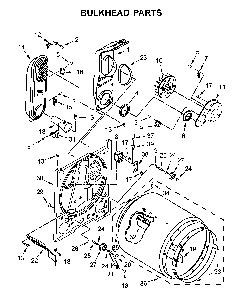 Bulkhead parts Diagram and Parts List for WGD4950HW1  Whirlpool Dryer