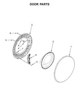 Door Parts Diagram and Parts List for 8TWFW6620HW0  Whirlpool Washer