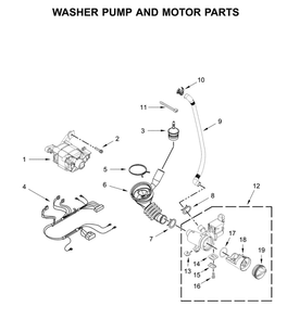 Washer Pump And Motor Parts Diagram and Parts List for CGT9000GQ0  Whirlpool Washer Dryer Combo