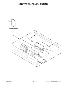 02 - Control Panel Parts Diagram and Parts List for JMC2430LM01  Whirlpool Microwave