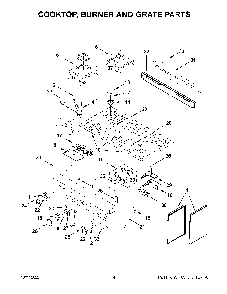 Cooktop, Burner And Grate Parts Diagram and Parts List for KFGC506JYP05  KitchenAid Range