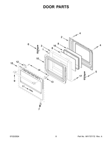 05 - Door Parts Diagram and Parts List for MFES6030RZ0  Whirlpool Range