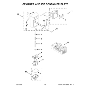 Icemaker And Ice Container Parts Diagram and Parts List for KRSF336RPS00  KitchenAid Refrigerator