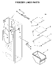 Freezer liner parts Diagram and Parts List for 10651112711  Kenmore Refrigerator