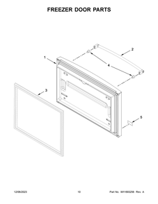 Freezer Door Parts Diagram and Parts List for KRFC300EBS09  KitchenAid Refrigerator