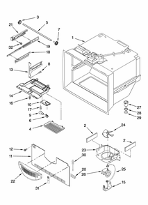 Freezer Liner Parts Diagram and Parts List for GB2SHDXPQ12  Whirlpool Refrigerator