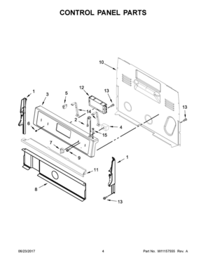 03 - CONTROL PANEL PARTS Diagram and Parts List for YWFE330W0EW1  Whirlpool Range