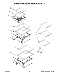 Refrigerator Shelf Parts Diagram and Parts List for 10641133715  Kenmore Refrigerator