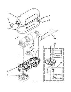 Case, Gearing And Planetary Unit Parts Diagram and Parts List for KSM7589PBK0  KitchenAid Mixer