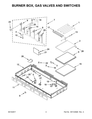 03 - BURNER BOX, GAS VALVES AND SWITCHES Diagram and Parts List for JDRP548WP03  Whirlpool Range