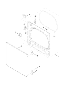 Door Parts Diagram and Parts List for 11068132413  Kenmore Dryer