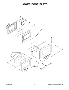 07 - LOWER DOOR PARTS Diagram and Parts List for YMET8720DH03  Whirlpool Range