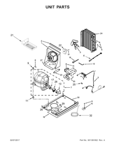 Unit Parts Diagram and Parts List for GI15PDXZS1  Whirlpool Ice Maker