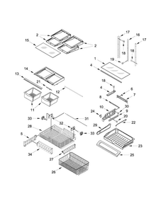 Shelf Parts Diagram and Parts List for 5GFC20PRAW00  Whirlpool Refrigerator