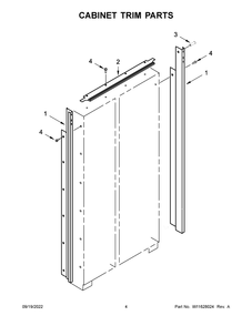 Cabinet Trim Parts Diagram and Parts List for KBSN702MBS00  KitchenAid Refrigerator
