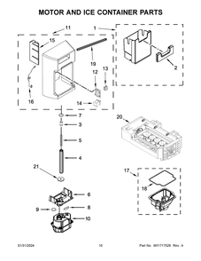 Motor And Ice Container Parts Diagram and Parts List for WRS555SIHZ08  Whirlpool Refrigerator