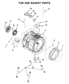 Tub And Basket Parts Diagram and Parts List for 8TWFW5620HW0  Whirlpool Washer