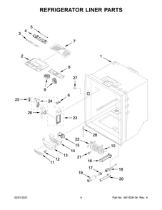 Refrigerator Liner Parts Diagram and Parts List for JFC2290REM03  Whirlpool Refrigerator