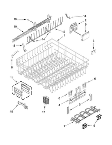 Upper Rack And Track Parts Diagram and Parts List for KUDE70FXBL6  KitchenAid Dishwasher