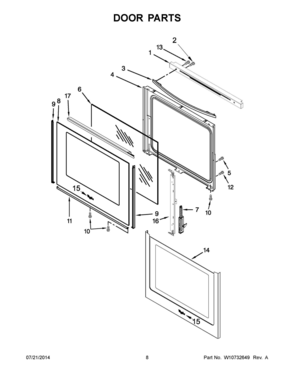 05 - DOOR PARTS Diagram and Parts List for YWFE710H0DS0  Whirlpool Range