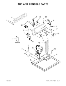Top And Console Parts Diagram and Parts List for 11065212610  Kenmore Dryer