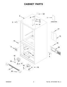 Cabinet Parts Diagram and Parts List for MBB1957FEW03  Whirlpool Refrigerator
