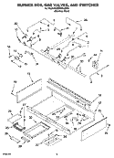 BURNER BOX, GAS VALVES, AND SWITCHES Diagram and Parts List for KDRP462LSS05  KitchenAid Range