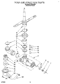 PUMP AND SPRAY ARM Diagram and Parts List for WU4500B0  Roper Dishwasher