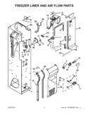 FREEZER LINER AND AIR FLOW PARTS Diagram and Parts List for KSSC48QVS05  KitchenAid Refrigerator