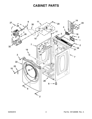 Cabinet Parts Diagram and Parts List for WED92HEFBD2  Whirlpool Dryer