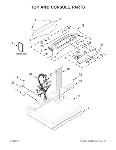 Top And Console Parts Diagram and Parts List for 11067132411  Kenmore Dryer