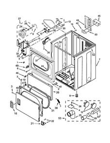 Cabinet Parts Diagram and Parts List for 4KWED4900BW1  Whirlpool Dryer