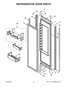 Refrigerator Door Parts Diagram and Parts List for KBSN702MPA00  KitchenAid Refrigerator