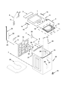 Lid And Cabinet Parts Diagram and Parts List for WTW9500EW0  Whirlpool Washer