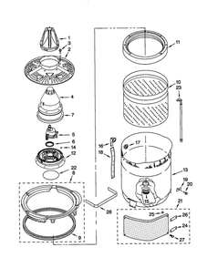 Washplate, Basket, And Tub Diagram and Parts List for 11021082001  Kenmore Washer