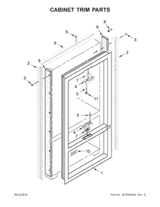Cabinet Trim Parts Diagram and Parts List for KBFN402ESS00  KitchenAid Refrigerator