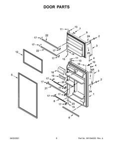 Door Parts Diagram and Parts List for WRT148FZDB03  Whirlpool Refrigerator
