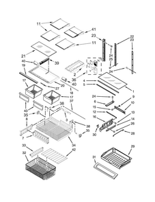 Shelf Parts Diagram and Parts List for KBFS25ECWH00  KitchenAid Refrigerator