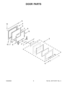 Door Parts Diagram and Parts List for KSGG700EBS7  KitchenAid Range