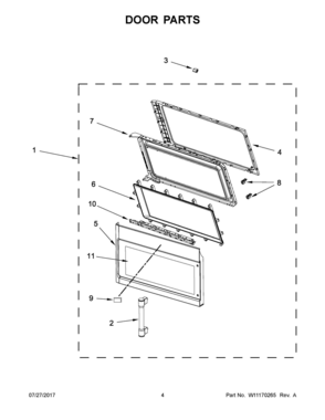 03 - DOOR PARTS Diagram and Parts List for MMV6190DE2  Whirlpool Microwave Oven Combo