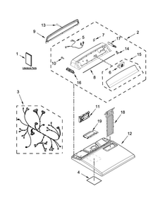 Top And Console Parts Diagram and Parts List for 7MWGD7000EW0  Whirlpool Dryer